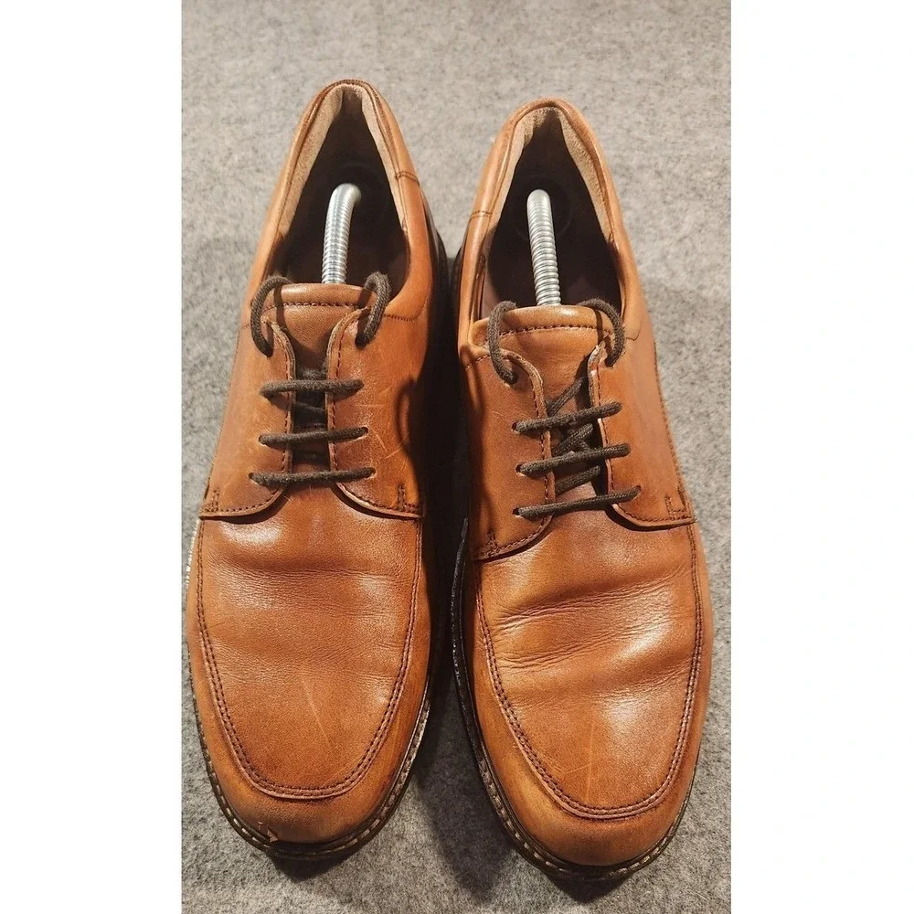 Ecco Shoes Mens Size 10 Brown Leather Derby Comfort Shock‎ Point Sneakers
